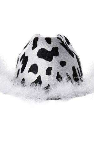 Casual Day Outfits, Easy Trendy Outfits Y2K Aesthetic Cow Print Hat