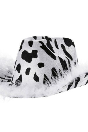 Casual Day Outfits, Easy Trendy Outfits Y2K Aesthetic Cow Print Hat