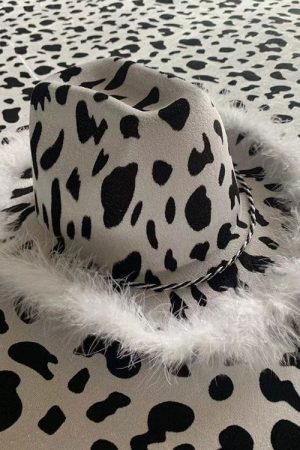 Casual Day Outfits, Easy Trendy Outfits Y2K Aesthetic Cow Print Hat