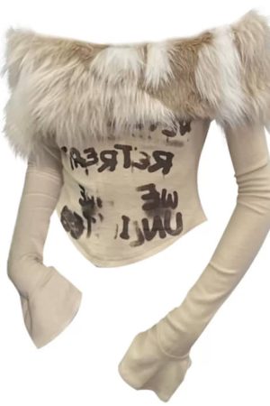 Casual Day Outfits, Easy Trendy Outfits Y2K Aesthetic Fur Top