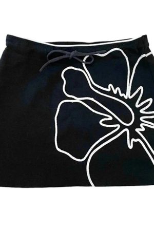 Casual Day Outfits, Easy Trendy Outfits Y2K Aesthetic Hibiscus Mini Skirt