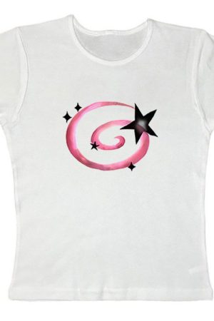 Casual Day Outfits, Easy Trendy Outfits Y2K Aesthetic Star Cropped Tee