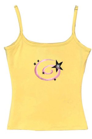 Casual Day Outfits, Easy Trendy Outfits Y2K Aesthetic Star Tank Top