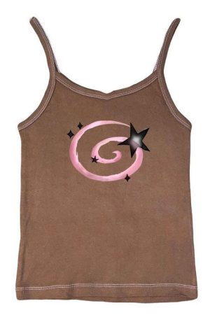 Casual Day Outfits, Easy Trendy Outfits Y2K Aesthetic Star Tank Top