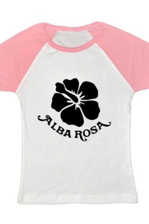 Casual Day Outfits, Easy Trendy Outfits Y2K Alba Rosa Baby Tee