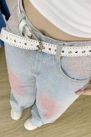 Casual Day Outfits, Easy Trendy Outfits Y2K Blush Glitter Jeans