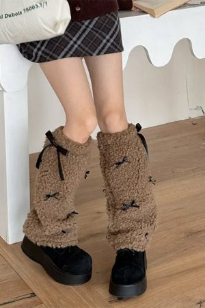Casual Day Outfits, Easy Trendy Outfits Y2K Bows Leg Warmers