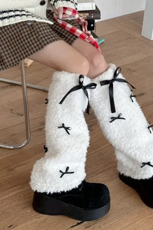 Casual Day Outfits, Easy Trendy Outfits Y2K Bows Leg Warmers