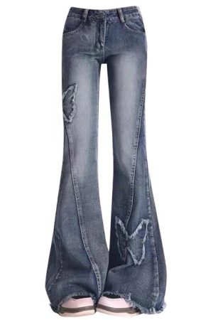 Casual Day Outfits, Easy Trendy Outfits Y2K Butterfly Flare Jeans