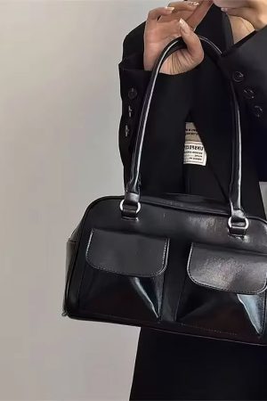 Casual Day Outfits, Easy Trendy Outfits Y2K Double Pocket Shoulder Bag