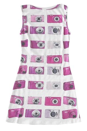 Casual Day Outfits, Easy Trendy Outfits Y2K Flashback Camera Print Dress