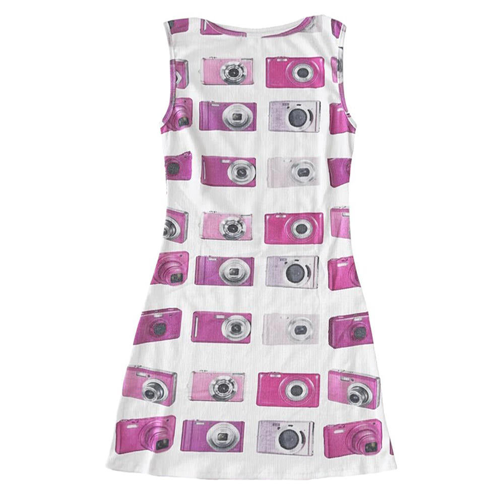 Casual Day Outfits, Easy Trendy Outfits Y2K Flashback Camera Print Dress Casual Day Outfits, Easy Trendy Outfits Y2K Flashback Camera Print Dress