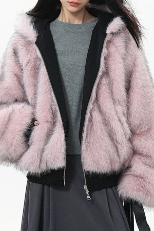 Casual Day Outfits, Easy Trendy Outfits Y2K Fur-Lined Zip-Up Jacket