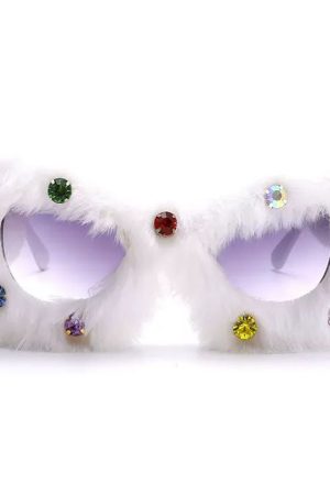 Casual Day Outfits, Easy Trendy Outfits Y2K Fuzzy Rhinestone Glasses