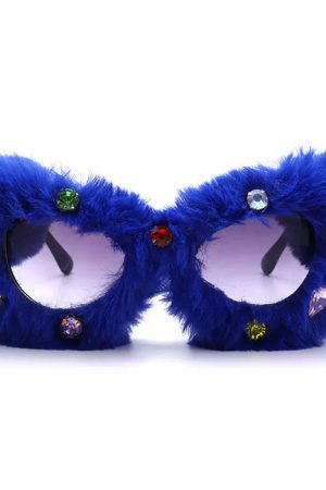 Casual Day Outfits, Easy Trendy Outfits Y2K Fuzzy Rhinestone Glasses