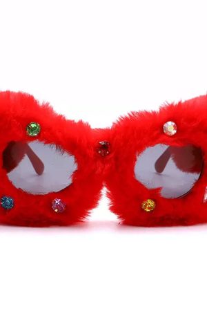 Casual Day Outfits, Easy Trendy Outfits Y2K Fuzzy Rhinestone Glasses