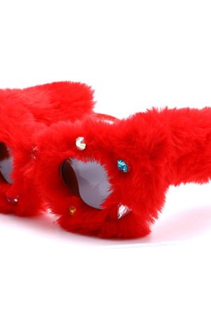 Casual Day Outfits, Easy Trendy Outfits Y2K Fuzzy Rhinestone Glasses