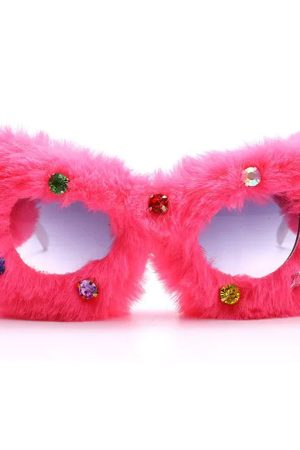 Casual Day Outfits, Easy Trendy Outfits Y2K Fuzzy Rhinestone Glasses