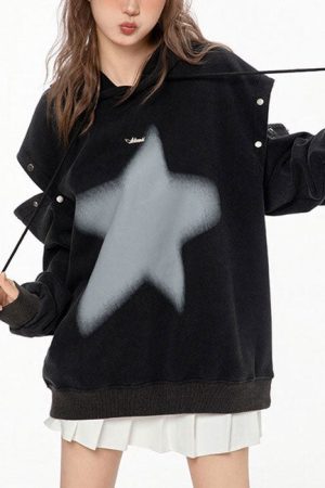 Casual Day Outfits, Easy Trendy Outfits Y2K Hoodie with Graffiti Star Print