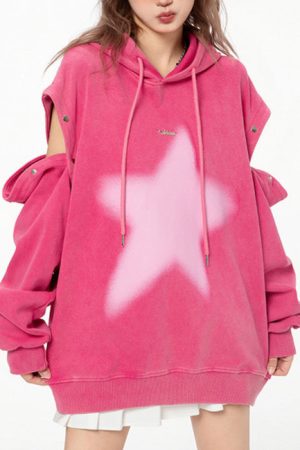 Casual Day Outfits, Easy Trendy Outfits Y2K Hoodie with Graffiti Star Print