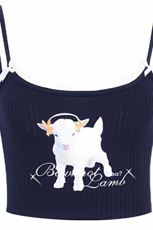 Casual Day Outfits, Easy Trendy Outfits Y2K Lamb Print Crop Top