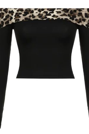 Casual Day Outfits, Easy Trendy Outfits Y2K Leopard Bardot Top & Shorts Set