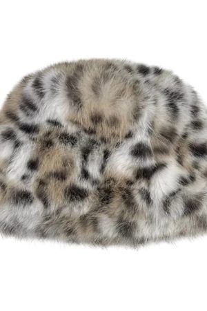 Casual Day Outfits, Easy Trendy Outfits Y2K Leopard Fuzzy Bucket Hat