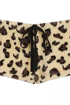 Casual Day Outfits, Easy Trendy Outfits Y2K Leopard Fuzzy Mini Shorts