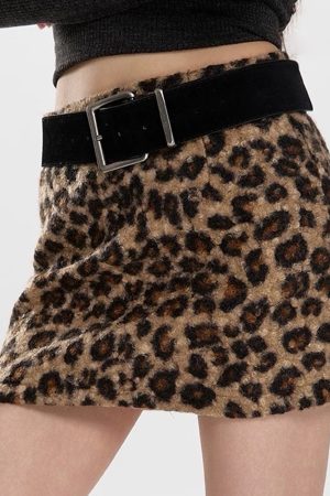 Casual Day Outfits, Easy Trendy Outfits Y2K Leopard Fuzzy Mini Skirt