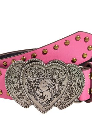 Casual Day Outfits, Easy Trendy Outfits Y2K Pink Double Heart Belt