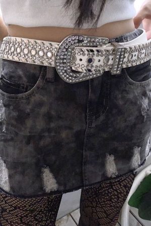 Casual Day Outfits, Easy Trendy Outfits Y2K Rhinestone Belt