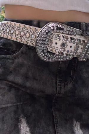 Casual Day Outfits, Easy Trendy Outfits Y2K Rhinestone Belt