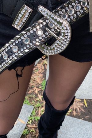 Casual Day Outfits, Easy Trendy Outfits Y2K Rhinestone Belt
