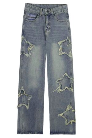 Casual Day Outfits, Easy Trendy Outfits Y2K Star Baggy Jeans