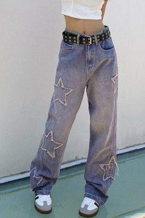 Casual Day Outfits, Easy Trendy Outfits Y2K Star Baggy Jeans
