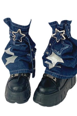 Casual Day Outfits, Easy Trendy Outfits Y2K Star Denim Leg Warmers
