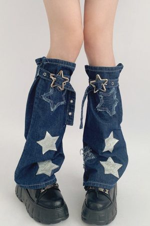 Casual Day Outfits, Easy Trendy Outfits Y2K Star Denim Leg Warmers