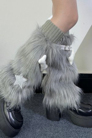 Casual Day Outfits, Easy Trendy Outfits Y2K Star Fuzzy Leg Warmers
