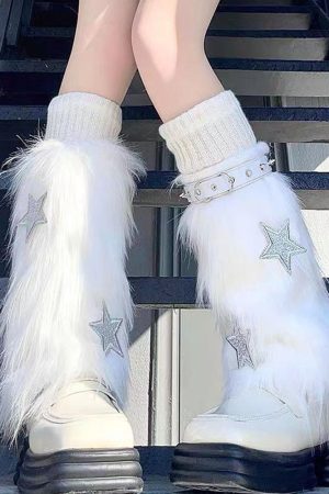 Casual Day Outfits, Easy Trendy Outfits Y2K Star Fuzzy Leg Warmers