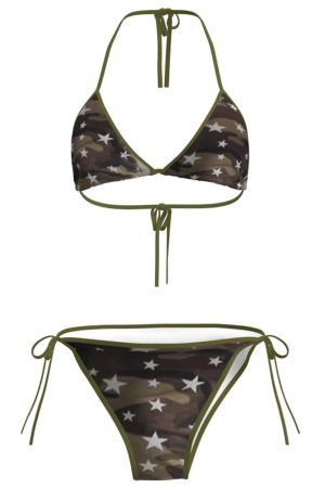 Casual Day Outfits, Easy Trendy Outfits Y2K Star Pattern Camo Bikini Set