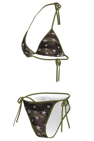 Casual Day Outfits, Easy Trendy Outfits Y2K Star Pattern Camo Bikini Set