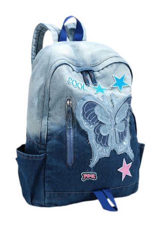 Casual Day Outfits, Easy Trendy Outfits Y2K Style Butterfly Denim Backpack