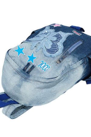 Casual Day Outfits, Easy Trendy Outfits Y2K Style Butterfly Denim Backpack