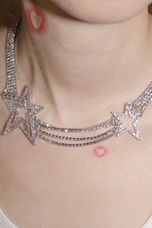 Casual Day Outfits, Easy Trendy Outfits Y2K Style Crystal Star Necklace