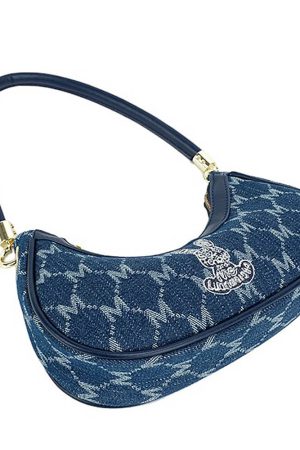 Casual Day Outfits, Easy Trendy Outfits Y2K Style Monogram Pattern Denim Bag