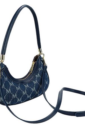 Casual Day Outfits, Easy Trendy Outfits Y2K Style Monogram Pattern Denim Bag