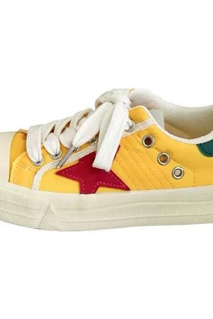 Casual Day Outfits, Easy Trendy Outfits Yellow & Red Star Sneakers