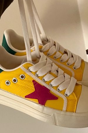Casual Day Outfits, Easy Trendy Outfits Yellow & Red Star Sneakers