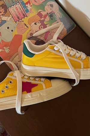 Casual Day Outfits, Easy Trendy Outfits Yellow & Red Star Sneakers