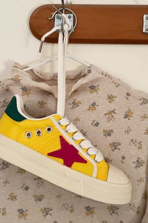 Casual Day Outfits, Easy Trendy Outfits Yellow & Red Star Sneakers